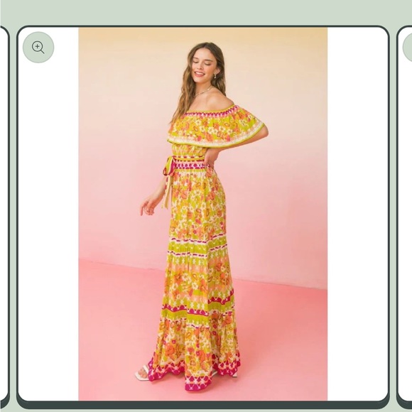 NWT! Flying Tomato Juno Floral Garden Off the Shoulder Maxi Dress Size Medium - Picture 3 of 13